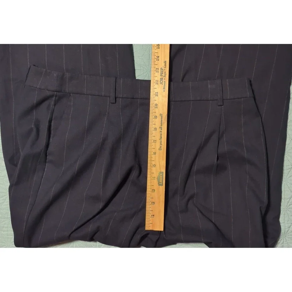 J.Crew Women's 16 Relaxed Fit Pleated Wide Leg Trousers Navy Pinstripe Office